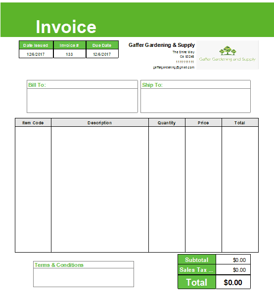 Invoice made with QuickBooks Desktop